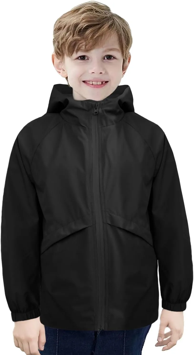 MODAFANS Boys Girls Rain Jacket Waterproof lined Hooded RainCoats Windbreaker