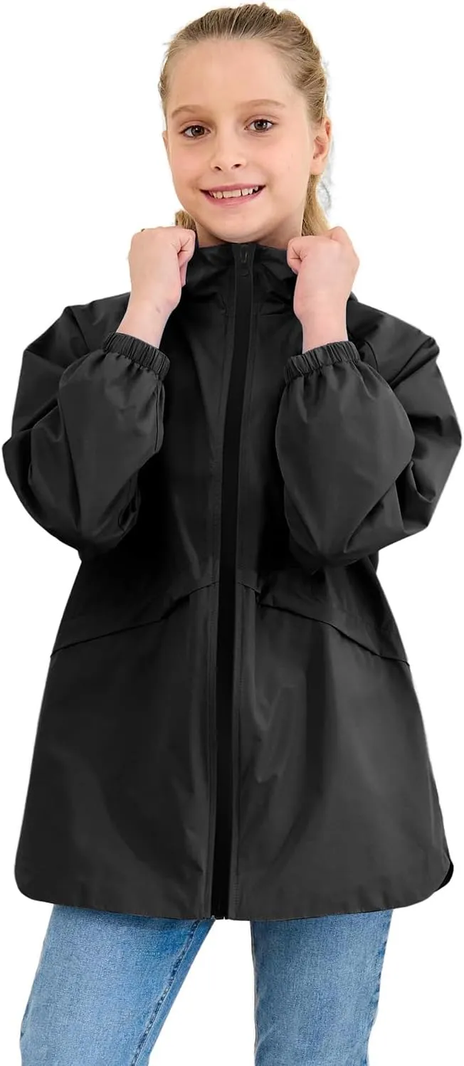 MODAFANS Boys Girls Rain Jacket Waterproof lined Hooded RainCoats Windbreaker