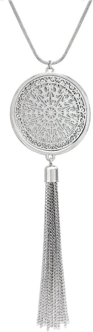 MOLOCH Long Necklaces For Woman Disk Circle Pendant Necklaces Tassel Fringe Necklace Set Statement Pendant