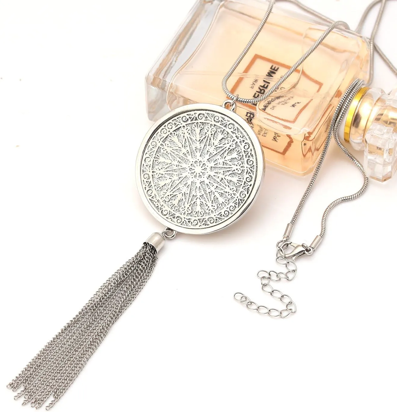 MOLOCH Long Necklaces For Woman Disk Circle Pendant Necklaces Tassel Fringe Necklace Set Statement Pendant
