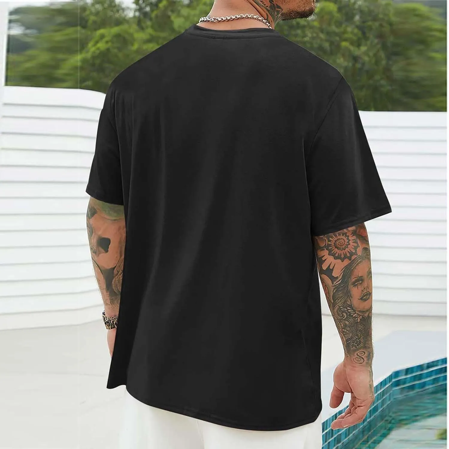 Muscularfit Men Oversized T Shirt Loose Fit Crewneck Short Sleeve Casual Tops Fashion Solid Athletic T-Shirt Summer Beach Top