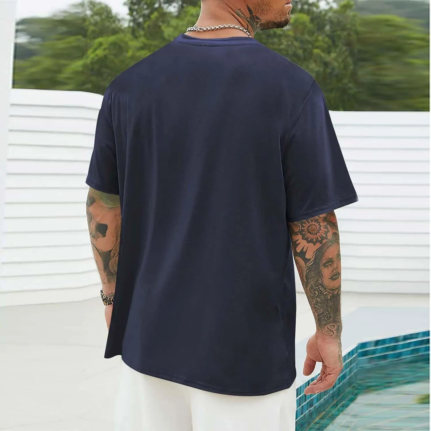 Muscularfit Men Oversized T Shirt Loose Fit Crewneck Short Sleeve Casual Tops Fashion Solid Athletic T-Shirt Summer Beach Top