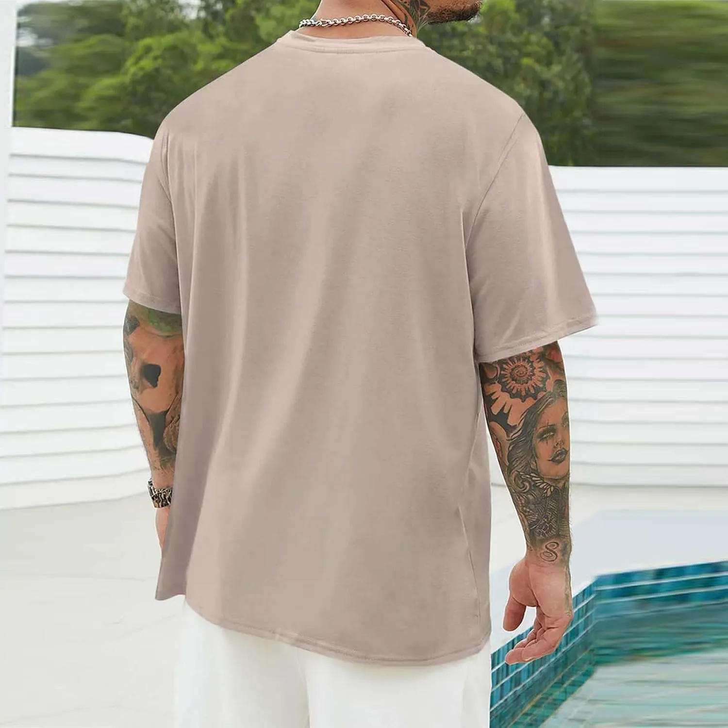 Muscularfit Men Oversized T Shirt Loose Fit Crewneck Short Sleeve Casual Tops Fashion Solid Athletic T-Shirt Summer Beach Top