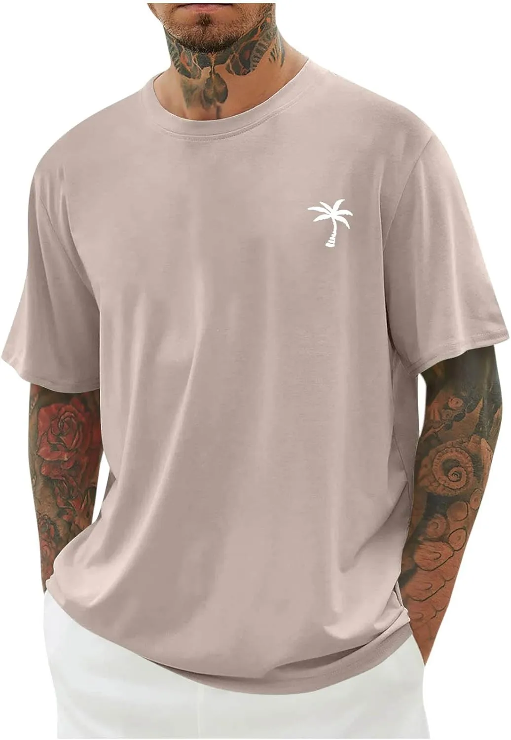 Muscularfit Men Oversized T Shirt Loose Fit Crewneck Short Sleeve Casual Tops Fashion Solid Athletic T-Shirt Summer Beach Top