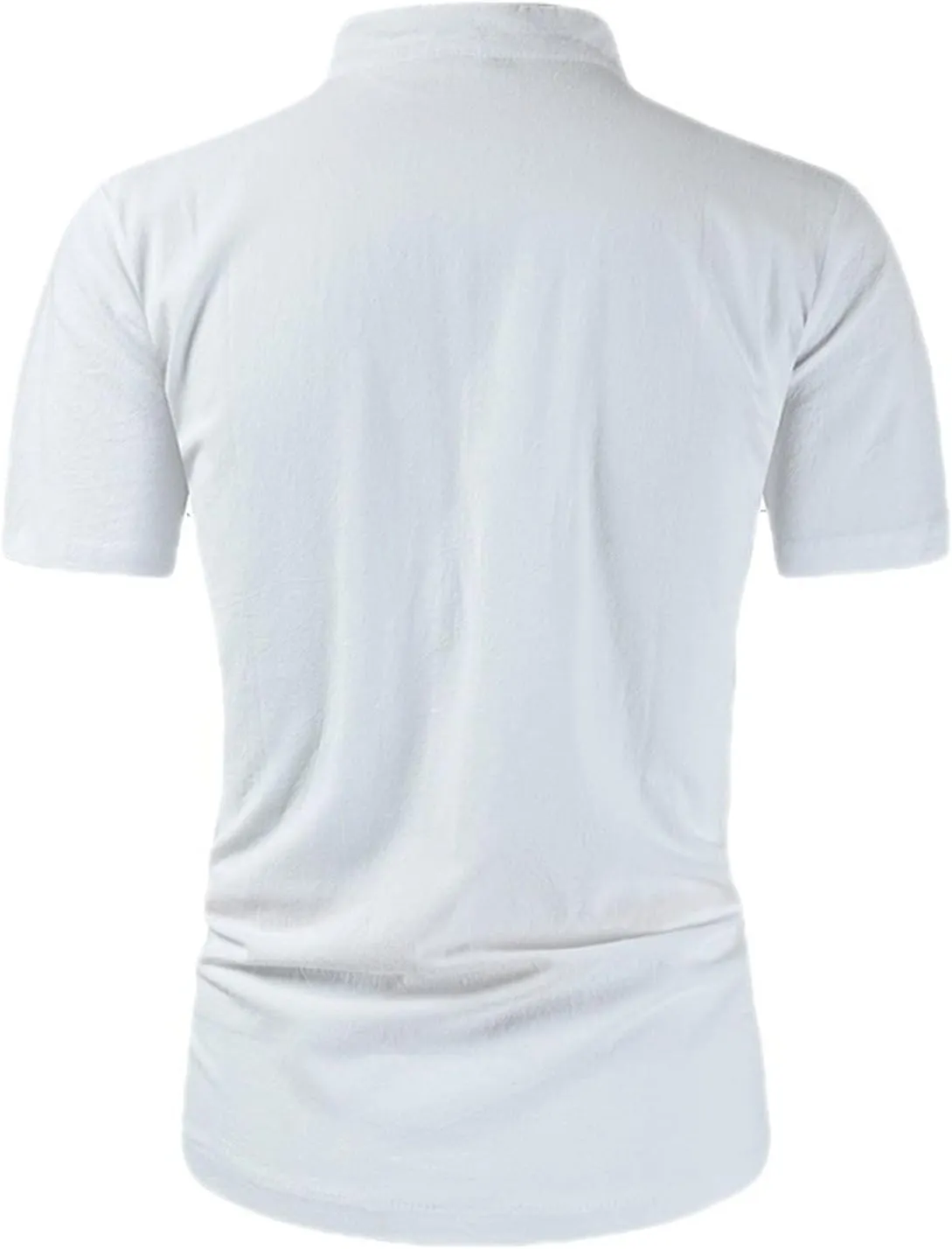 Muscularfit Men's Casual Button-Down Shirts Stylish Short Sleeve Ruched Summer Top Light Weight Cotton Linen Basic Work Shirt