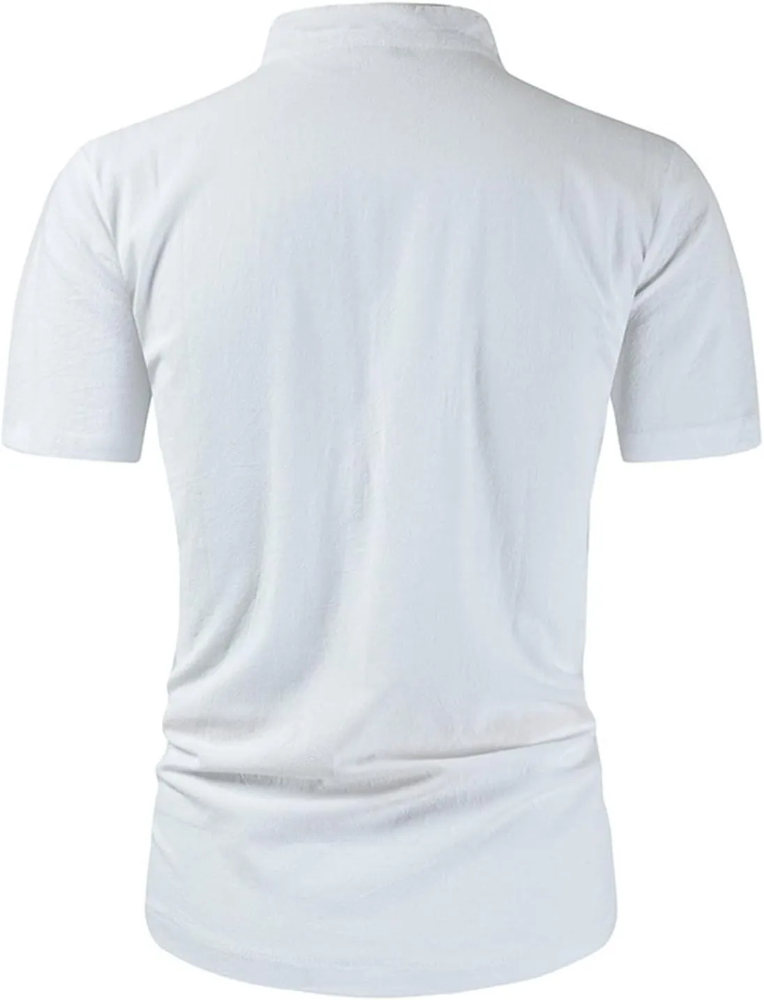 Muscularfit Men's Casual Button-Down Shirts Stylish Short Sleeve Ruched Summer Top Light Weight Cotton Linen Basic Work Shirt