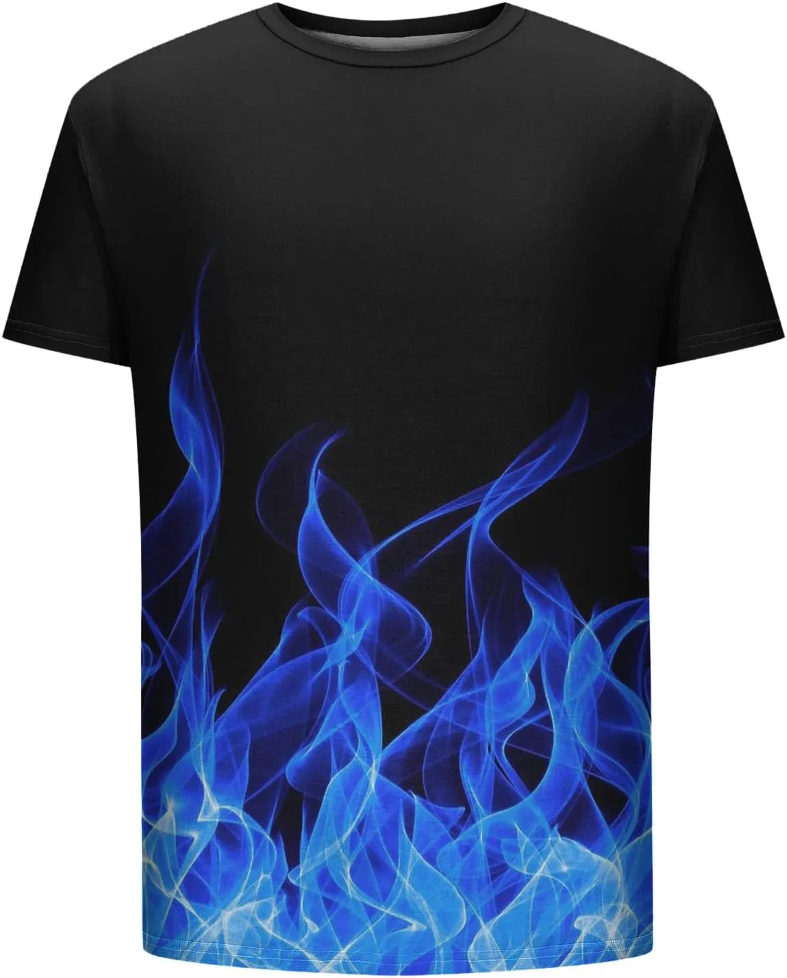 Muscularfit Men's Graphic Tee Shirts Funny 3D Flame Print Short Sleeve Casual Shirt Loose Fit Athletic T-Shirt Summer Clothes