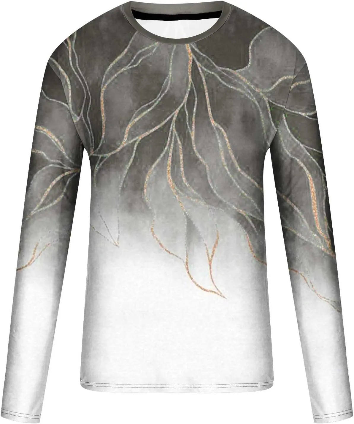 Muscularfit Mens Shirts Casual Big and Tall Long Sleeve Crewneck Sweatshirt Loose Marble Print Graphic Tee Shirt Fall Clothes