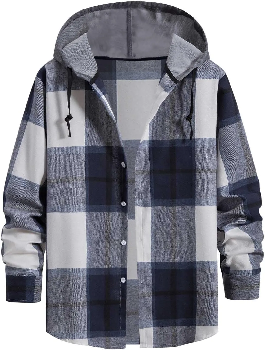 Muscularfit Mens Sweatshirt Plaid Button Shirt Causal Long Sleeve Lightweight Shirt Jacket With Hood Fall Winter Outwear Coat