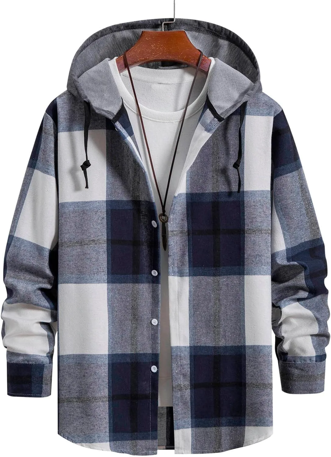 Muscularfit Mens Sweatshirt Plaid Button Shirt Causal Long Sleeve Lightweight Shirt Jacket With Hood Fall Winter Outwear Coat