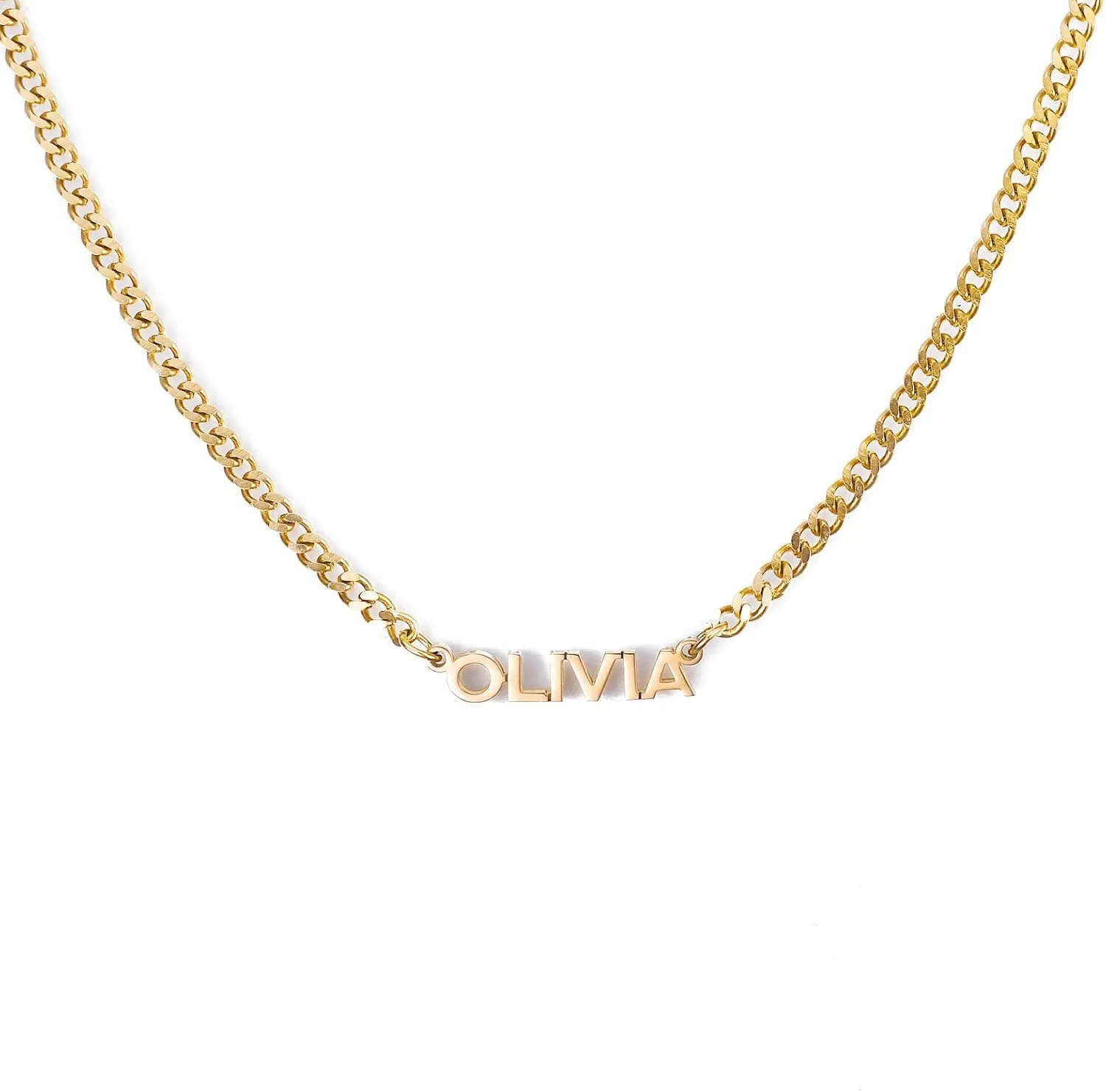 Name Necklace Personalized, 18K Gold Plated Custom Necklaces, Name Plate Necklaces Personalized Necklace for Women