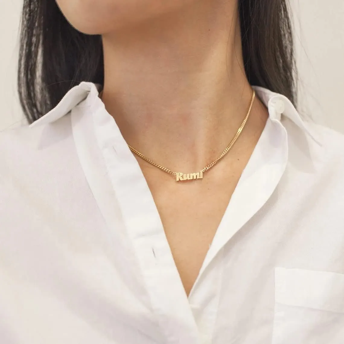 Name Necklace Personalized, 18K Gold Plated Custom Necklaces, Name Plate Necklaces Personalized Necklace for Women