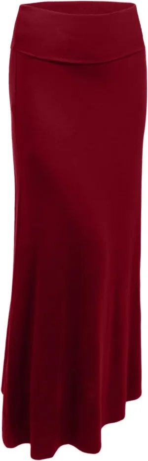NE PEOPLE Women's Stretchy Premium Basic Elastic Waist Foldover Jersey Maxi Skirts