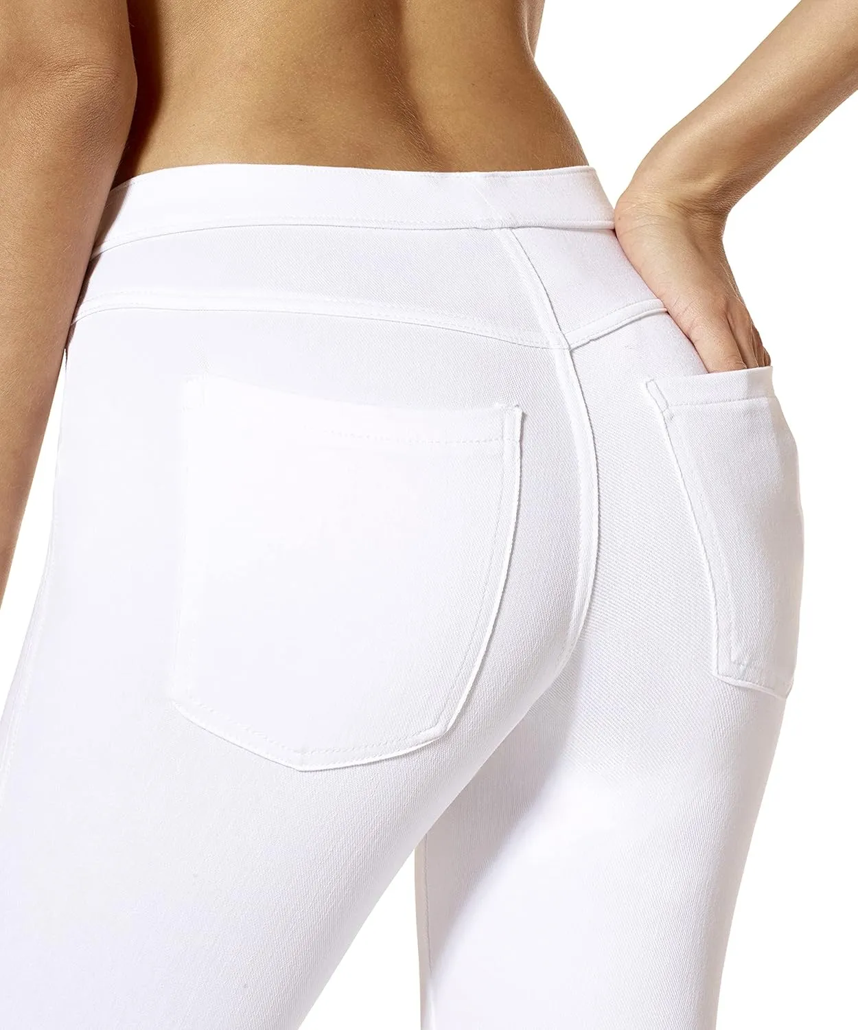 No Nonsense Women's Classic Denim Capri Leggings with Pockets, Comfortable Stretch Pull on Pants