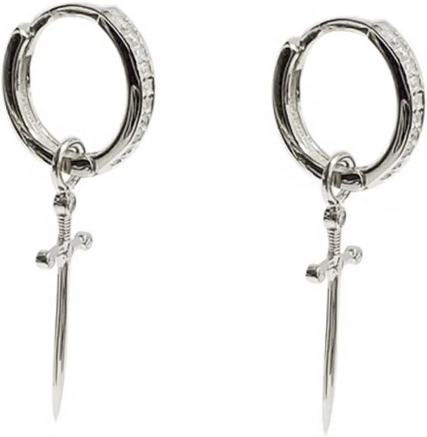 NOLITOY Minimalist Pendant Earrings for Women Dangle Loop Earrings Rhinestones for Wedding