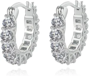 NOLITOY Minimalist Zircon Loop Earrings Cubic Zirconia Dangle Earrings for Women Fashion Statement Hoop Earrings