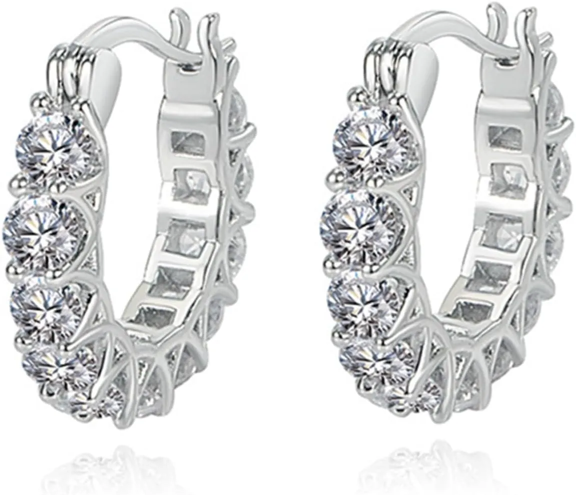 NOLITOY Minimalist Zircon Loop Earrings Cubic Zirconia Dangle Earrings for Women Fashion Statement Hoop Earrings