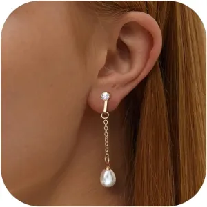 ORAZIO Clip On Earrings,Pearl Clip on Earrings for Women Long Pearl Drop Dangle Earrings,Lightweight Bow Heart CZ Clip On Hoop Earrings - Statement Fake Earrings Ear Clips Jewelry for Wedding Bridal