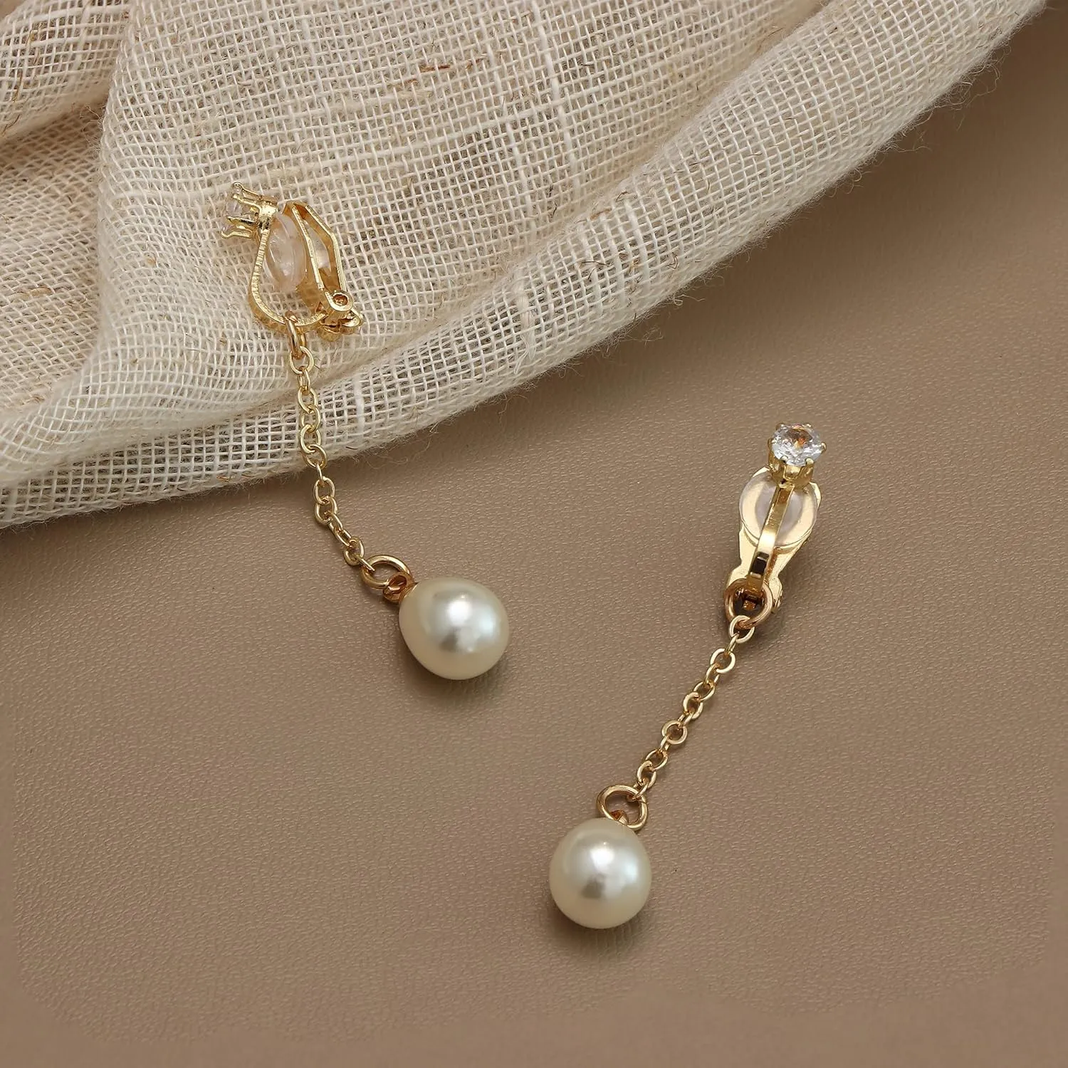 ORAZIO Clip On Earrings,Pearl Clip on Earrings for Women Long Pearl Drop Dangle Earrings,Lightweight Bow Heart CZ Clip On Hoop Earrings - Statement Fake Earrings Ear Clips Jewelry for Wedding Bridal