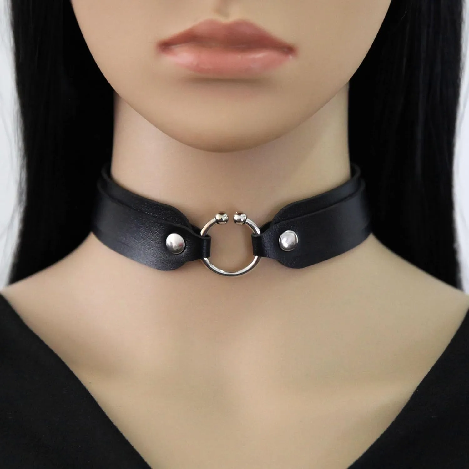 Outman Pack of 3Pcs Leather Punk Goth Choker Necklaces Collar Necklaces Collarbone Chain for Women