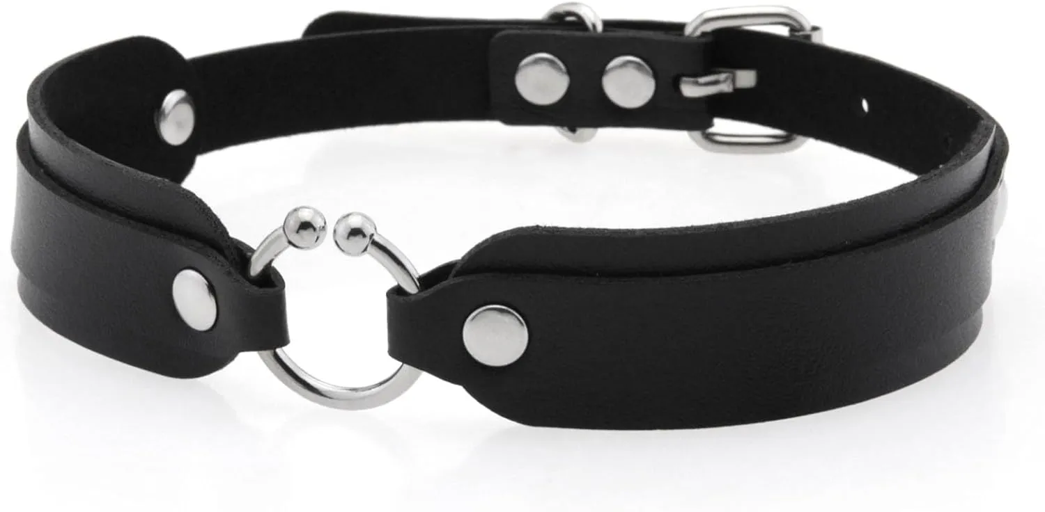 Outman Pack of 3Pcs Leather Punk Goth Choker Necklaces Collar Necklaces Collarbone Chain for Women