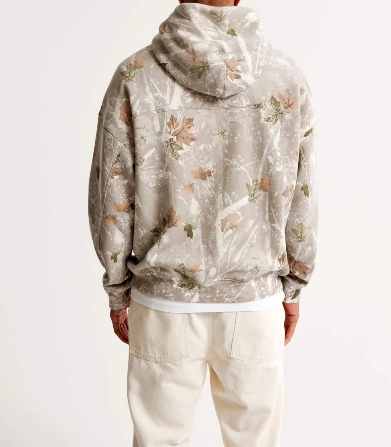 Oversize Camo Maple Leaf Branch Hoodies for Men Women Y2K Baggy Fleece Hooded Sweatshirt Pullover with Pocket