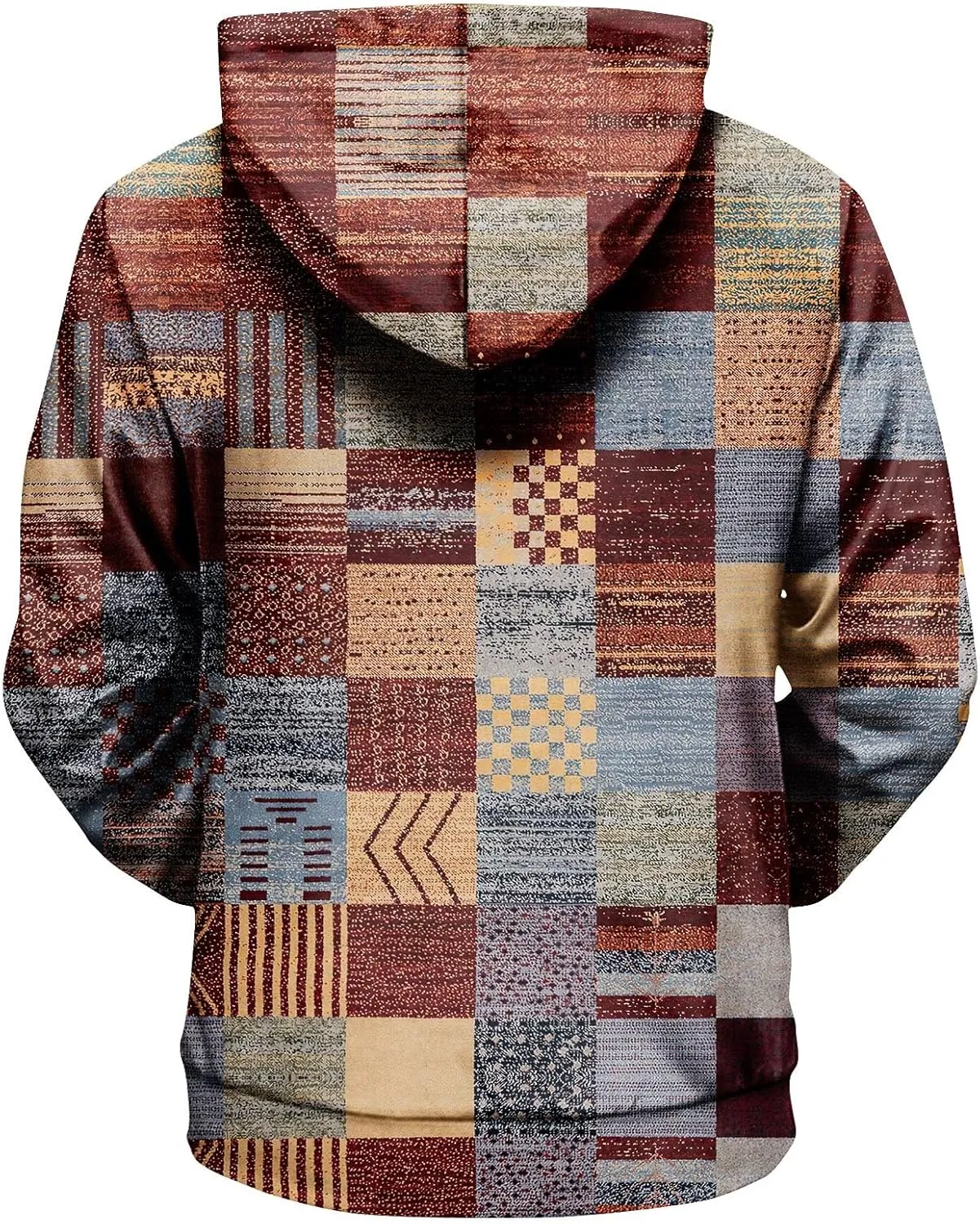Oversized Hoodie Men Print Plush Warm Fleece Casual Pocket Sweater Winter Coat