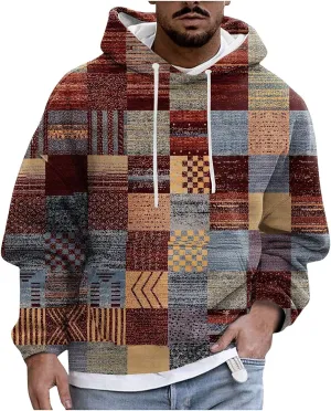 Oversized Hoodie Men Print Plush Warm Fleece Casual Pocket Sweater Winter Coat