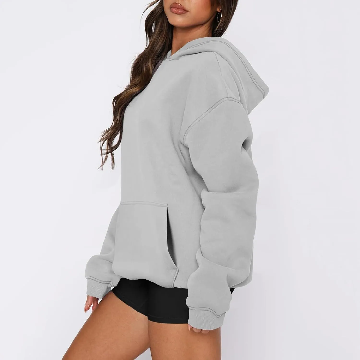 Oversized Hoodies for Women Fleece Hooded Sweatshirt Drop Shoulder Long Sleeve Pullover Casual Tops with Pocket