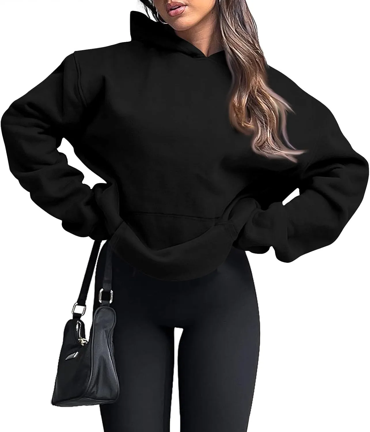 Oversized Hoodies for Women Fleece Hooded Sweatshirt Drop Shoulder Long Sleeve Pullover Casual Tops with Pocket