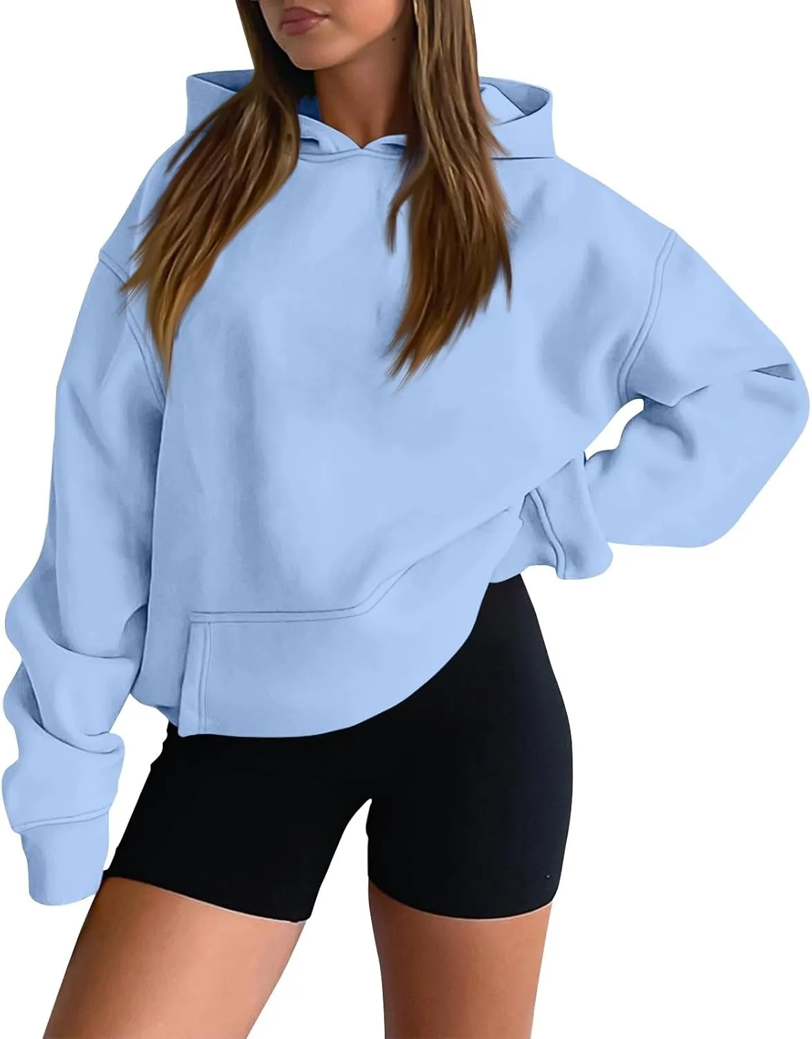 Oversized Hoodies for Women Fleece Hooded Sweatshirt Drop Shoulder Long Sleeve Pullover Casual Tops with Pocket