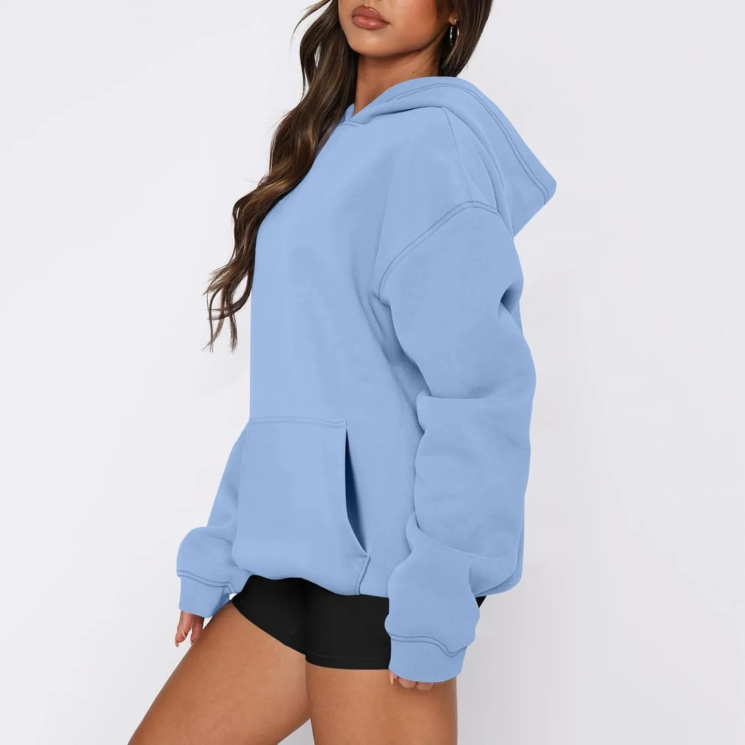 Oversized Hoodies for Women Fleece Hooded Sweatshirt Drop Shoulder Long Sleeve Pullover Casual Tops with Pocket