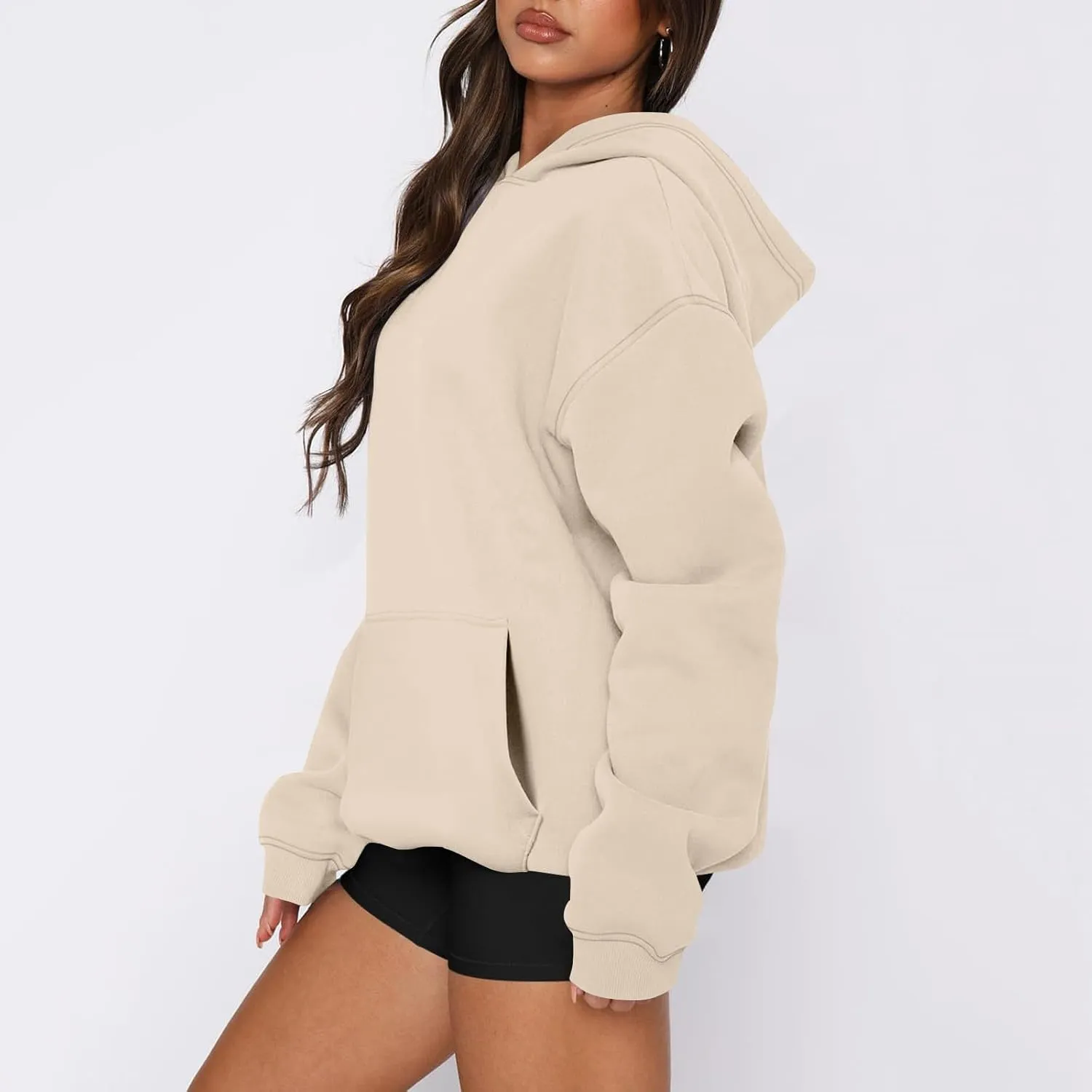 Oversized Hoodies for Women Fleece Hooded Sweatshirt Drop Shoulder Long Sleeve Pullover Casual Tops with Pocket
