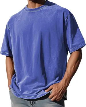 Oversized T Shirt for Men - Unisex Short Sleeve Washed Crew Neck Casual Pullover Tee Vintage Summer Baggy Basic Tops