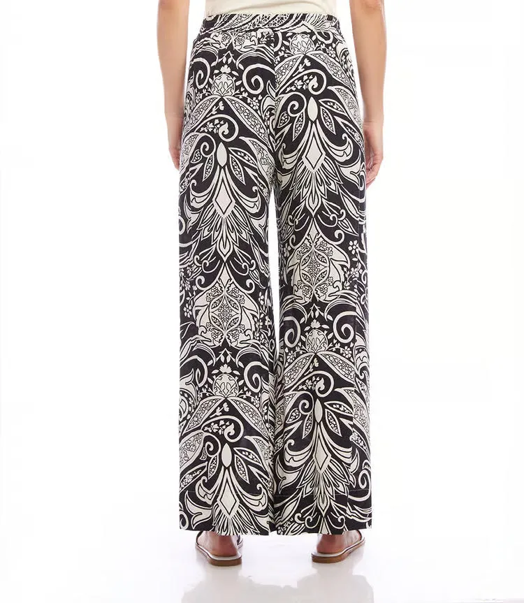 Pallas Print Wide Leg Pants in Black and White - Karen Kane 2L00901