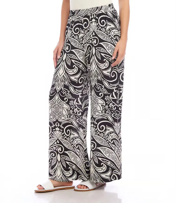 Pallas Print Wide Leg Pants in Black and White - Karen Kane 2L00901