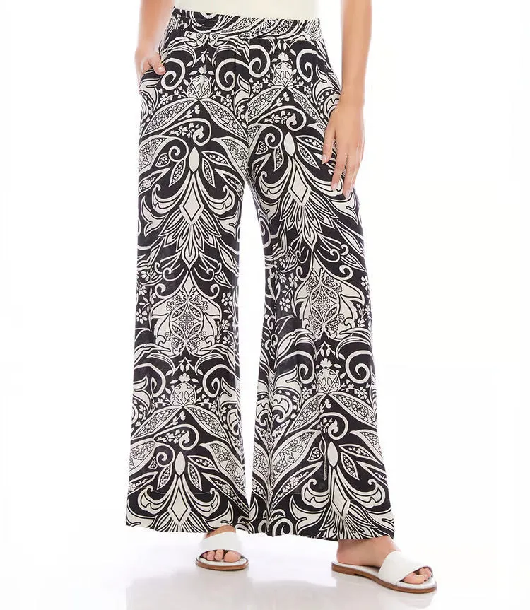 Pallas Print Wide Leg Pants in Black and White - Karen Kane 2L00901