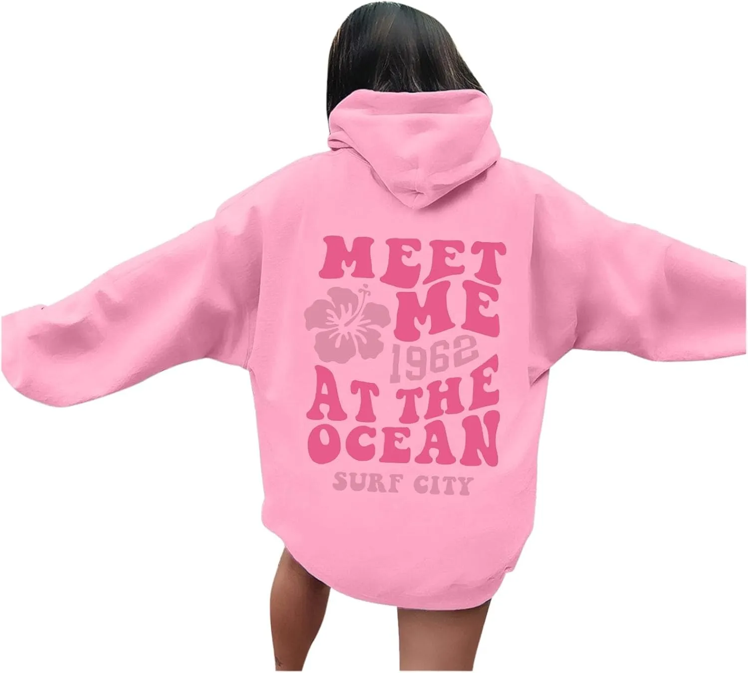 Pink Oversized Hoodie - Unisex Adult Clothing - Active Individuals - Sweatshirt - Long Sleeve - with Pockets