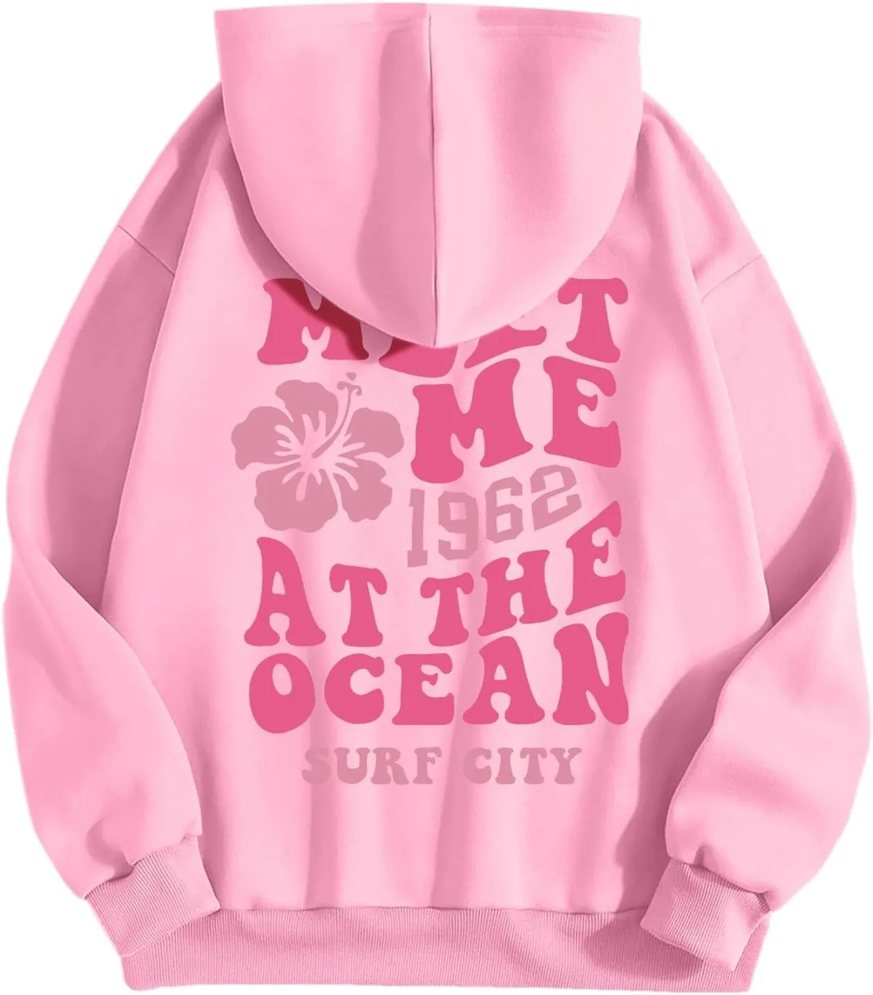 Pink Oversized Hoodie - Unisex Adult Clothing - Active Individuals - Sweatshirt - Long Sleeve - with Pockets