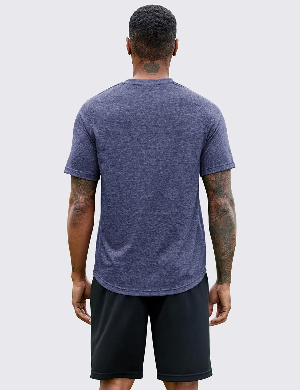 PINSPARK Men's 3 Pack Workout Shirts - Quick Dry Gym Athletic Shirts Moisture Wicking Short Sleeve T Shirts