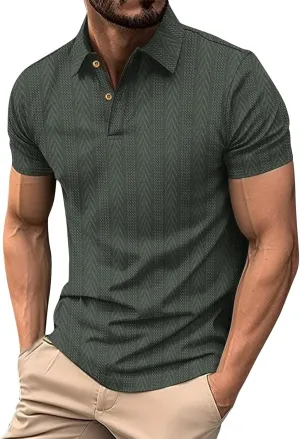 Polo Shirts for Men Short Sleeve Casual Summer Loose Fit Shirt Big and Tall Button Up Muscle Collared Fashion Beach T-Shirt