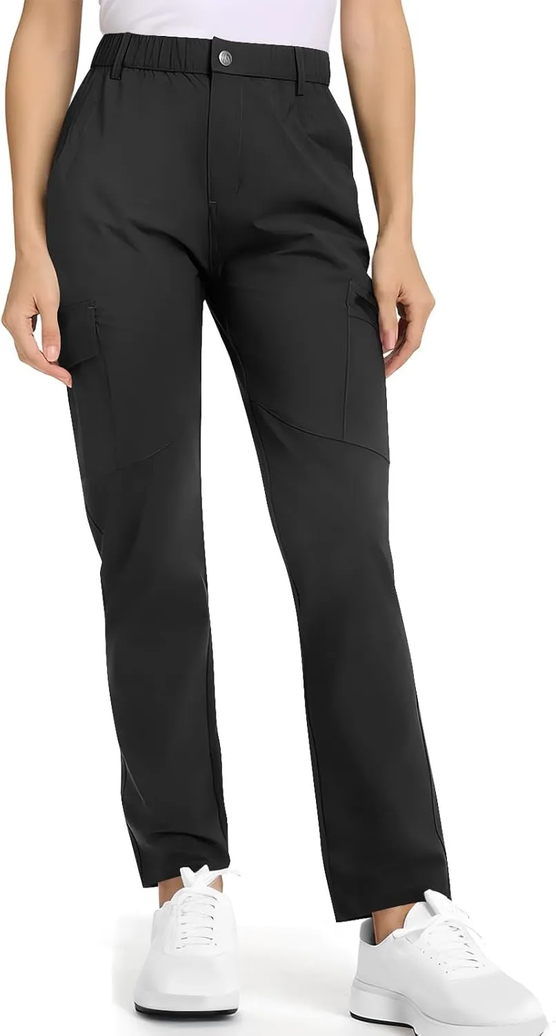 Quick Dry Cargo Pants for Women Lightweight Tactical Hiking Pants with Pockets Elastic Waist Tactical Trouser Bottoms