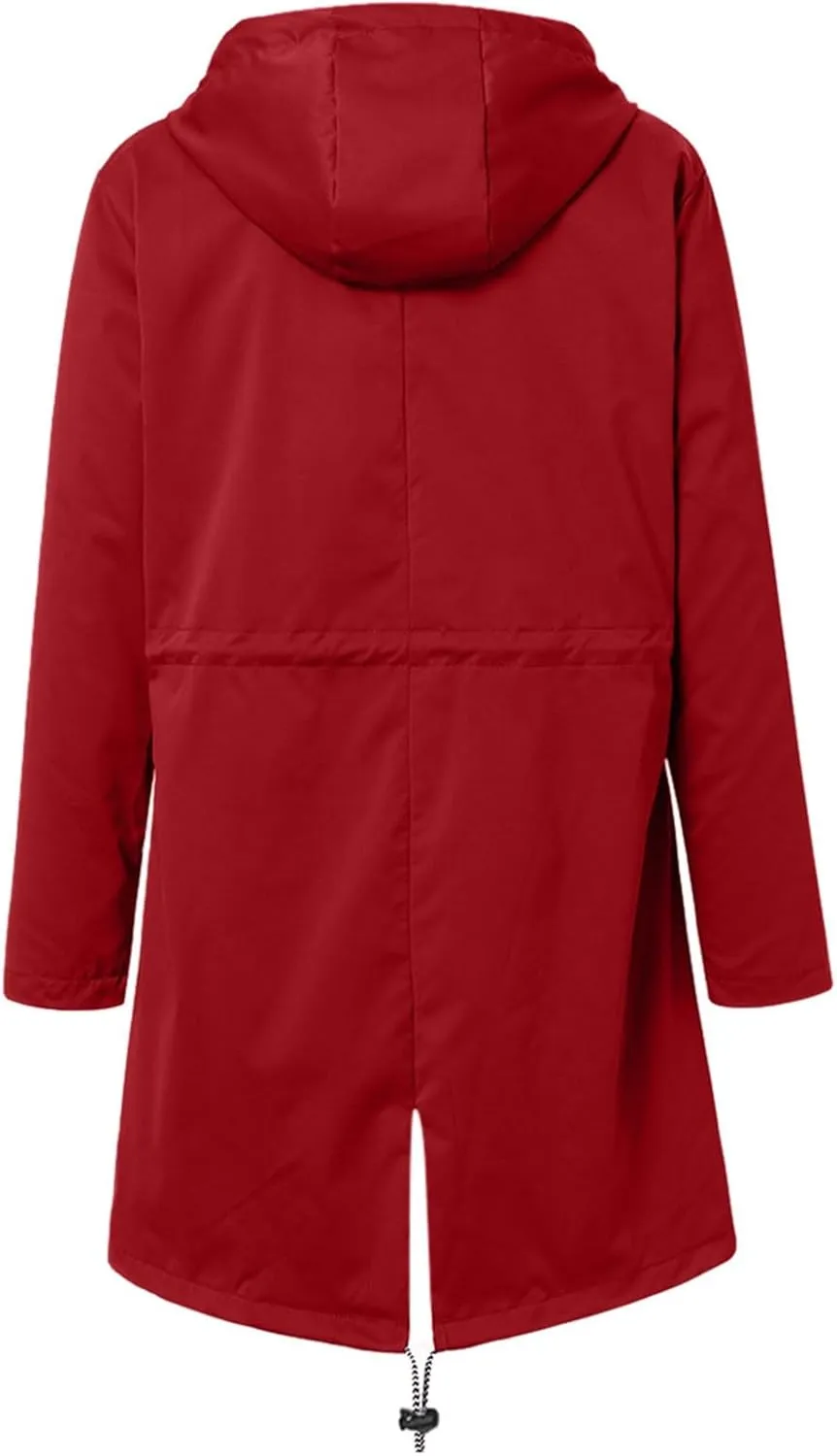 Rain Jacket for Women Lightweight Long Hooded Raincoat Waterproof Outdoor Travel Hiking Windbreaker Trench Coats