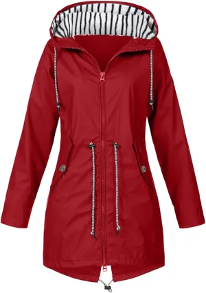 Rain Jacket for Women Lightweight Long Hooded Raincoat Waterproof Outdoor Travel Hiking Windbreaker Trench Coats