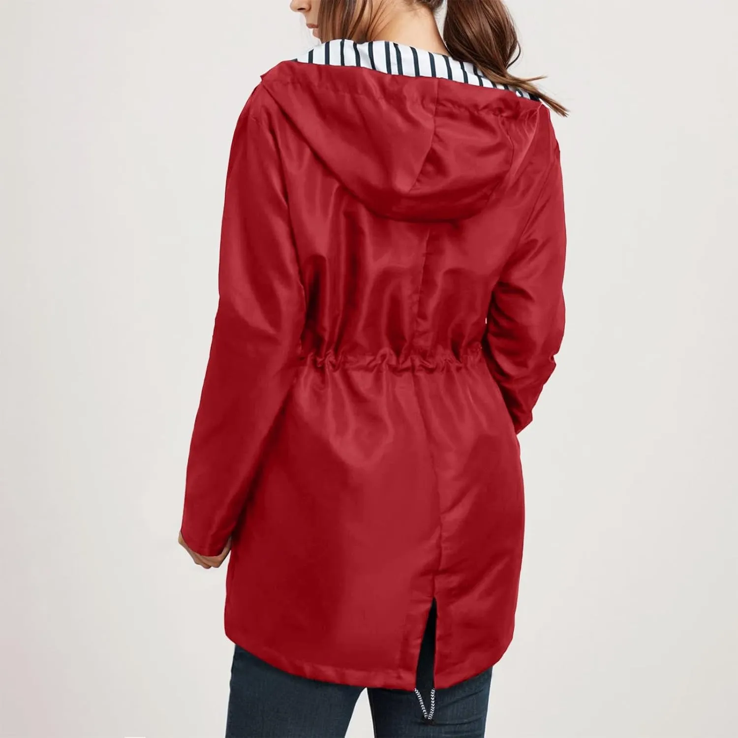 Rain Jacket for Women Lightweight Long Hooded Raincoat Waterproof Outdoor Travel Hiking Windbreaker Trench Coats