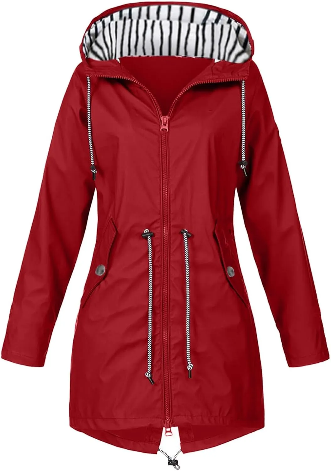 Rain Jacket for Women Lightweight Long Hooded Raincoat Waterproof Outdoor Travel Hiking Windbreaker Trench Coats