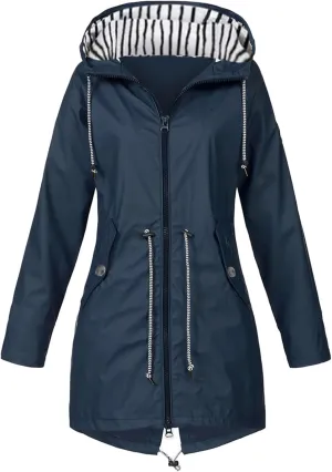 Rain Jacket for Women Lightweight Long Hooded Raincoat Waterproof Outdoor Travel Hiking Windbreaker Trench Coats