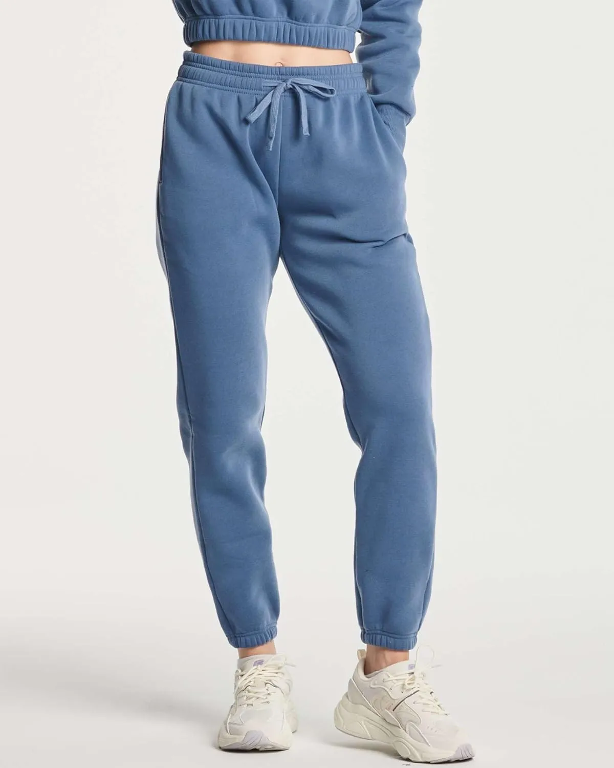 Real Essentials 3 Pack: Women's Fleece Jogger Sweatpants (Available in Plus Size)