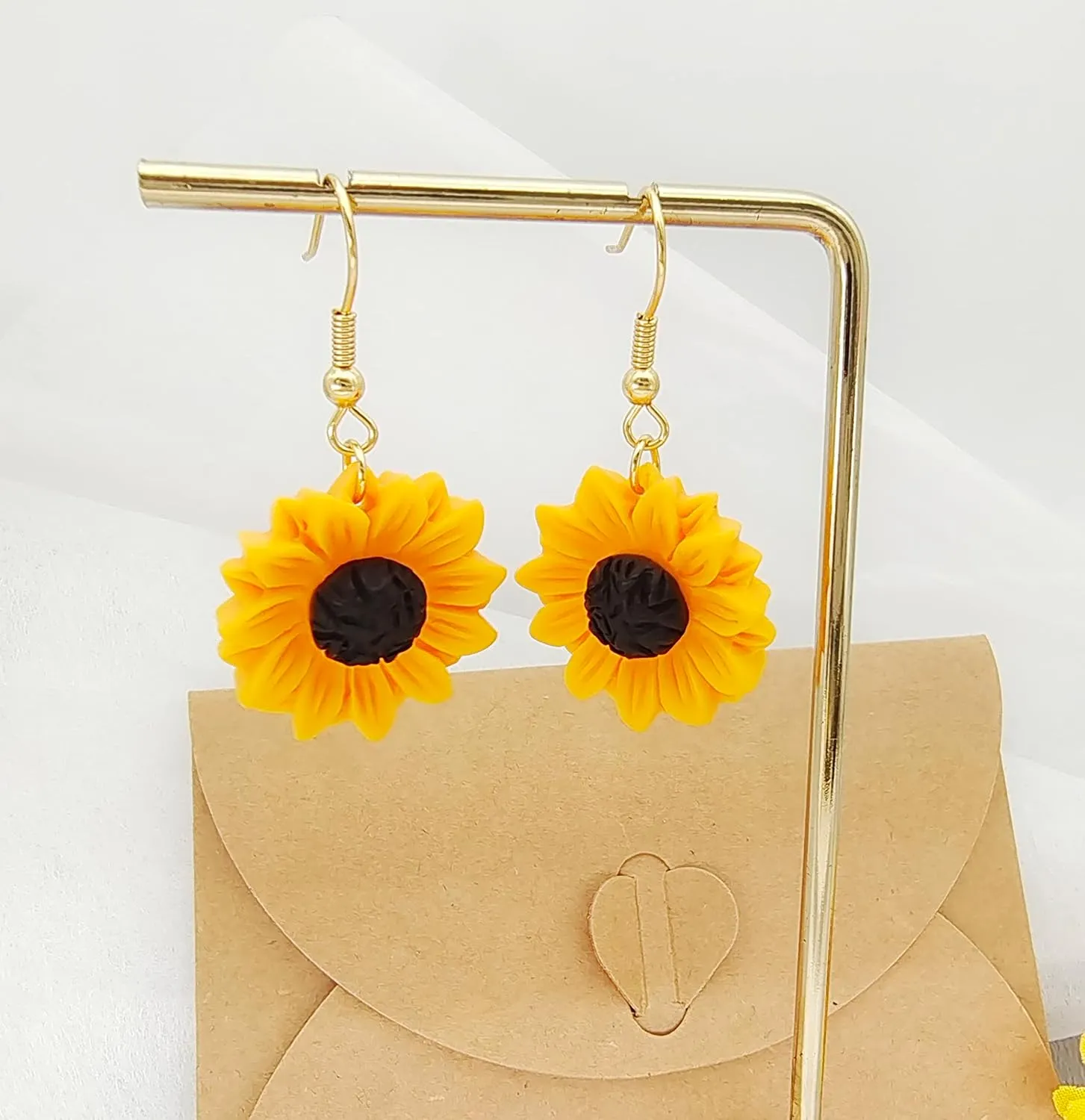 Resin Sunflower Earrings for Women Yellow Sun Flower Drop Dangle Earrings