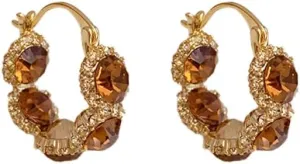 Retro Huggie Earrings Women Jewelry with Zircon Circular Earrings Ear Buckle Luxury Earrings